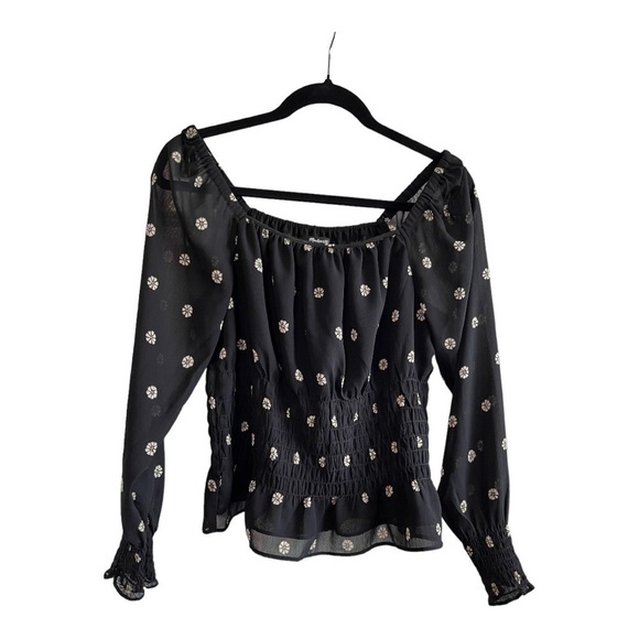 SALE! Madewell Georgette Square-Neck Smock-Waist Top in Bloom Dot Sz M - EUC - Picture 3 of 3